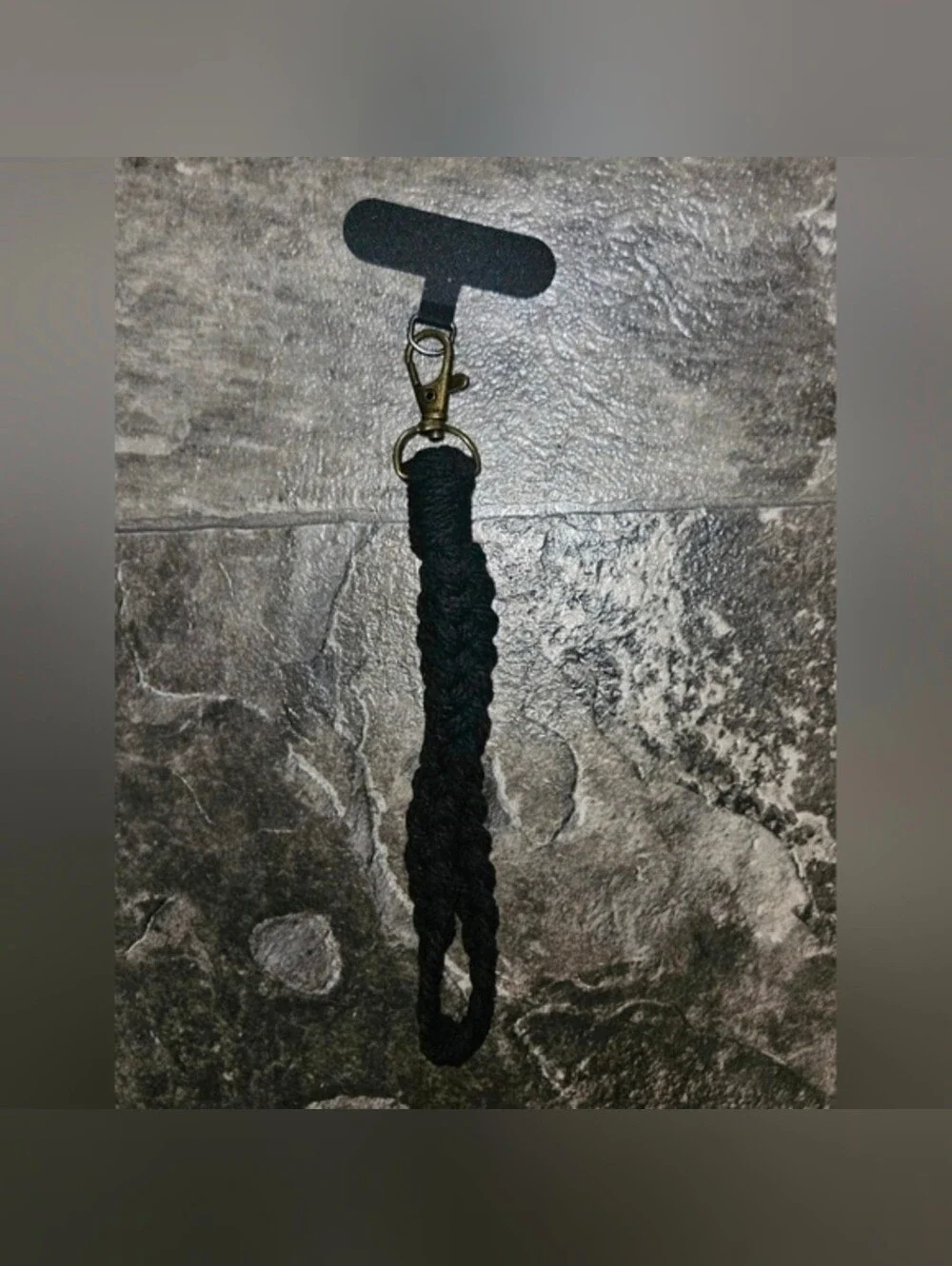 Boho Macrame Phone Wrist Strap/ Cell Phone Lanyard with Tether Tab In Black BNIB